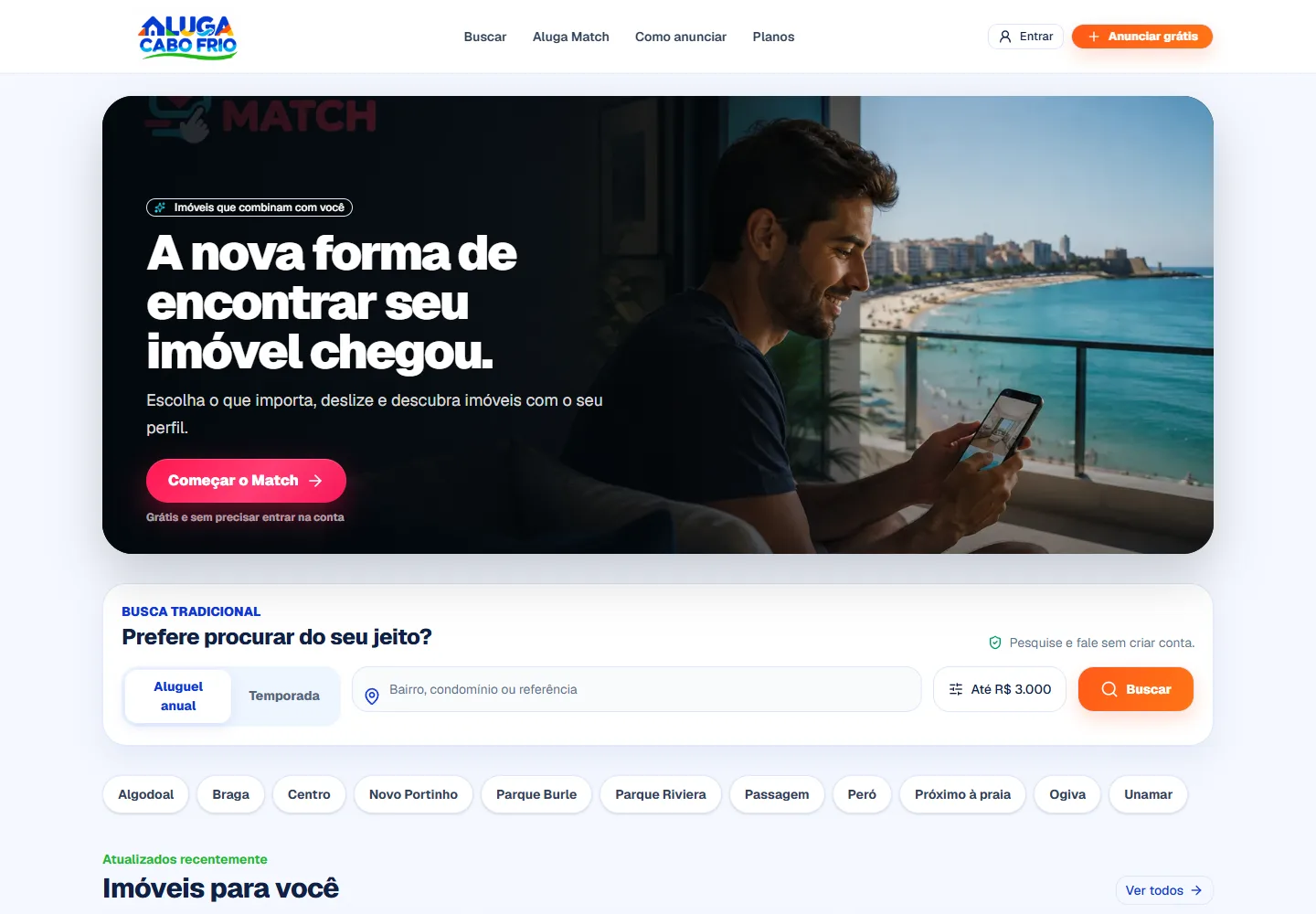 Captura real do site Aluga Cabo Frio