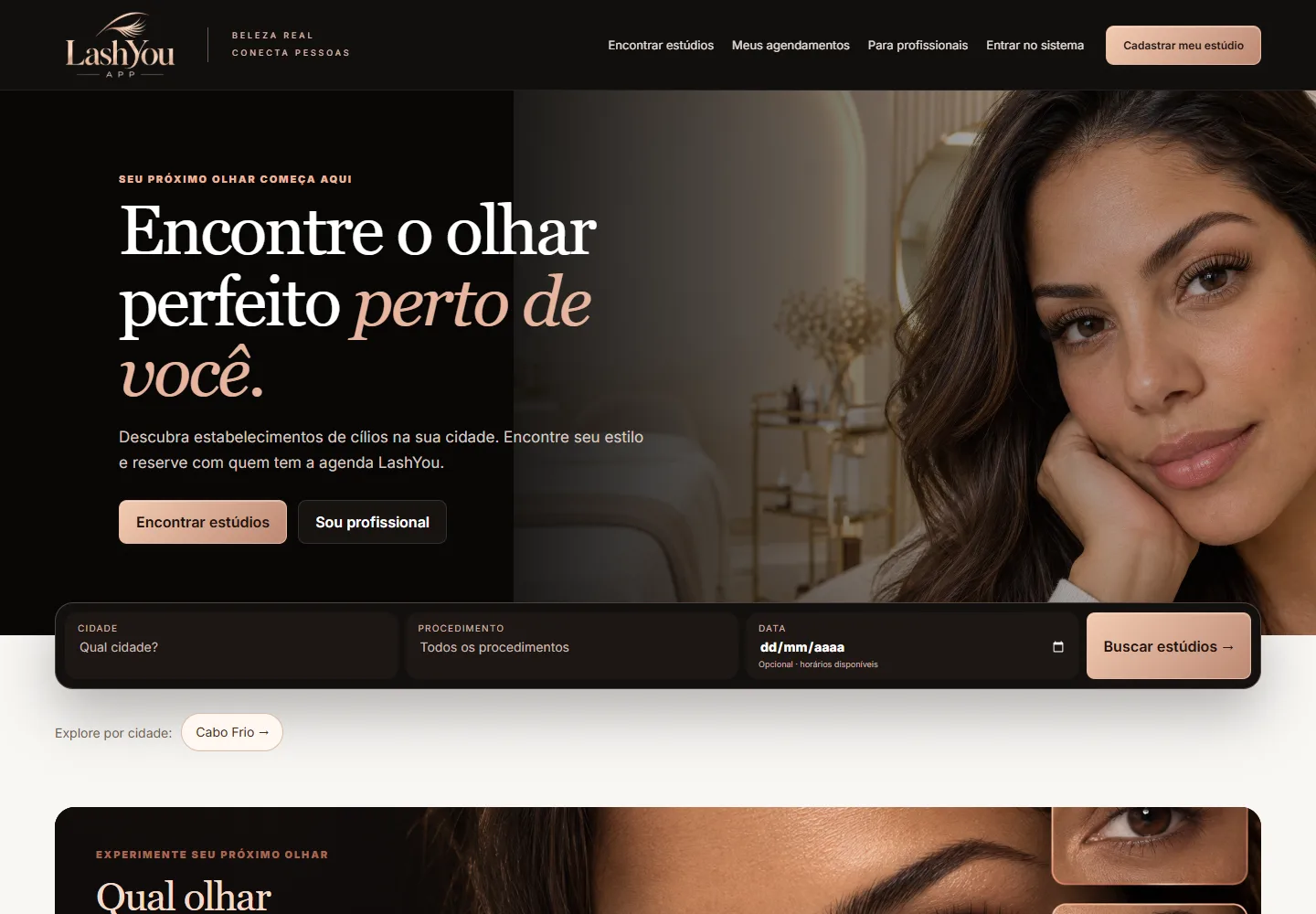 Captura real do site LashYou