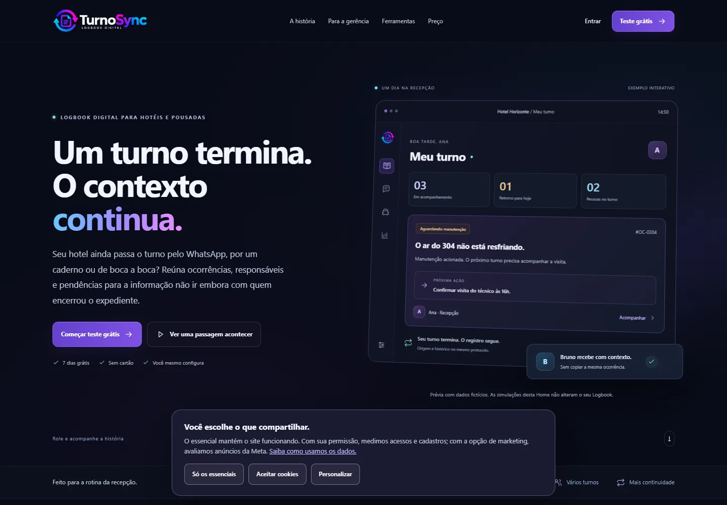 Captura real do site TurnoSync
